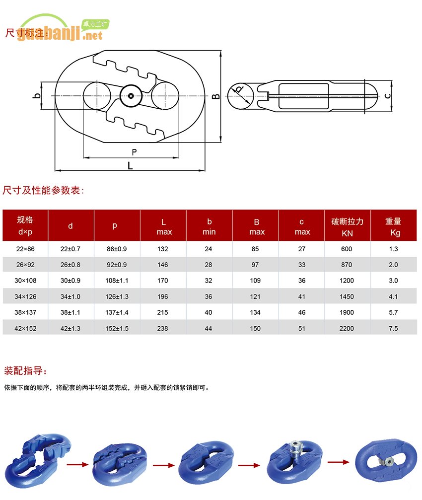 扁平弧齒型接鏈環(huán) 扁平環(huán) 弧齒環(huán)規(guī)格、尺寸、裝配指導(dǎo)